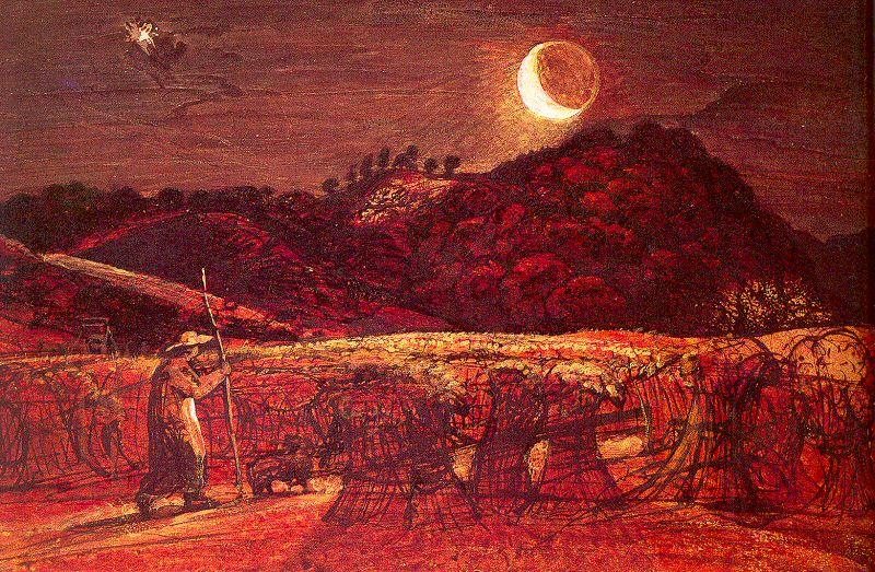 Palmer, Samuel Cornfield by Moonlight Sweden oil painting art